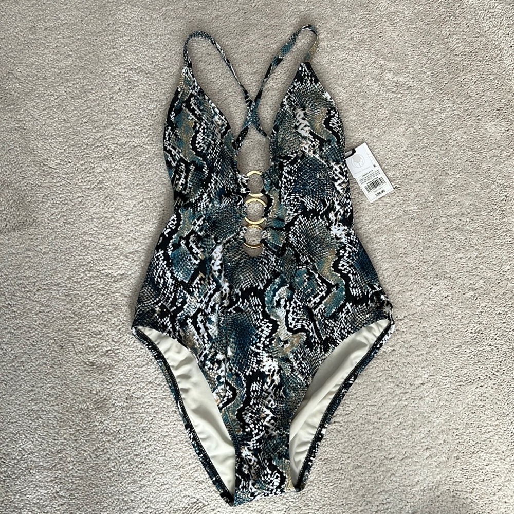 One piece snake print bathing suit
